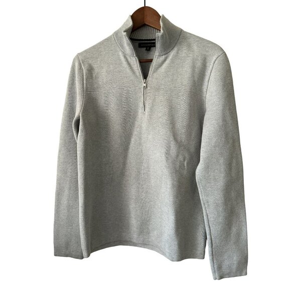 Banana Republic Med 1/4 Zip Knitted Cotton Pullover Light Gray - Picture 1 of 10